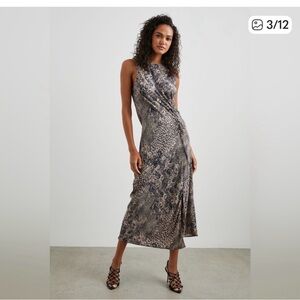 Gabriela Rails Sleeveless Midi Dress Black/Cream Snakeprint Orig$268 Never Worn!